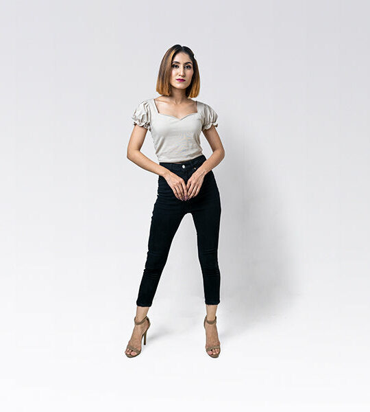 Beige Half Puffered Top