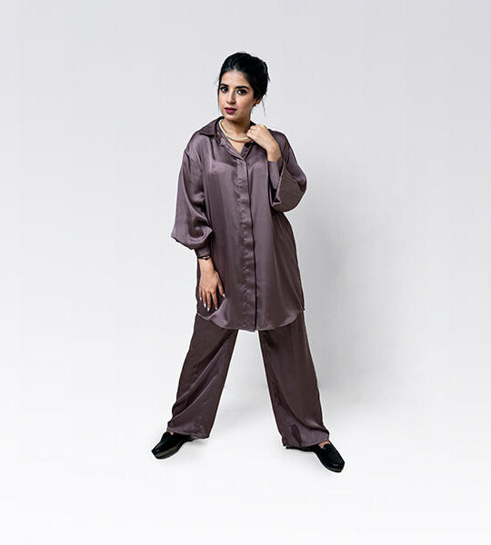 Satin Brown Suit