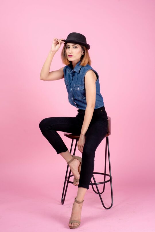 Button Front Denim Crop