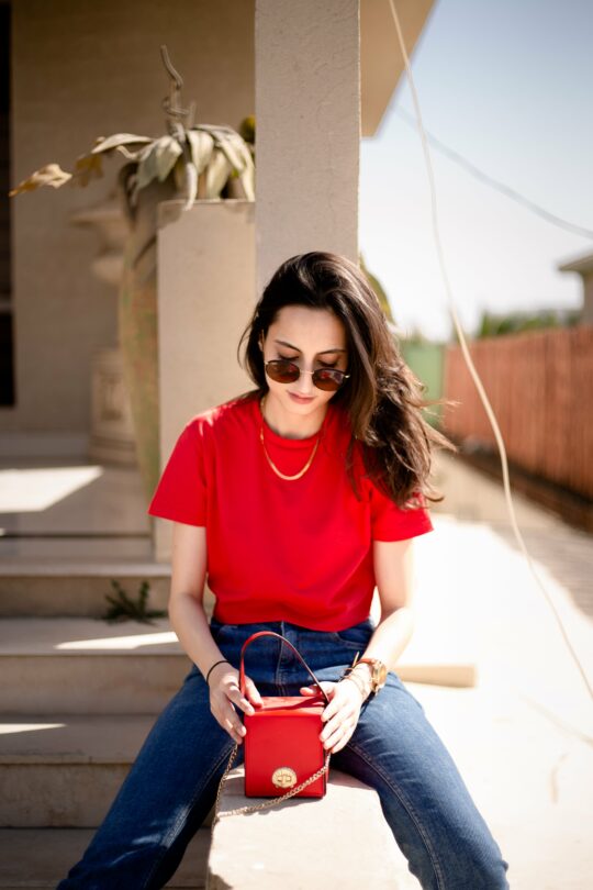 Red Half sleeve tee