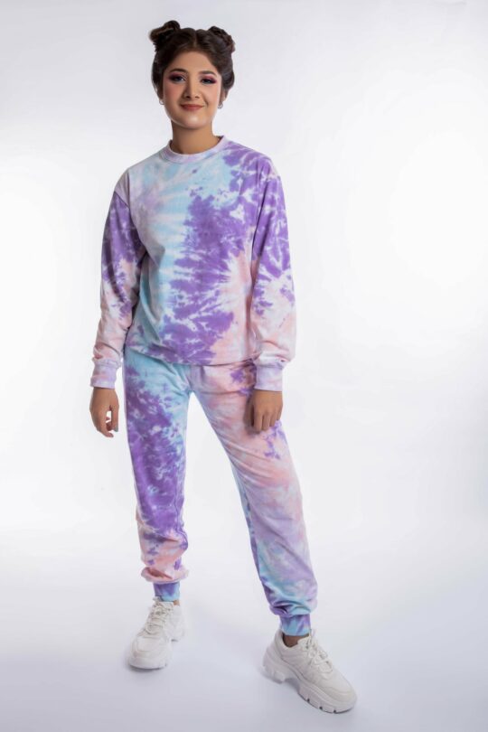Purple and Blue Tie dye (Full sleeves Tee +Lowers)