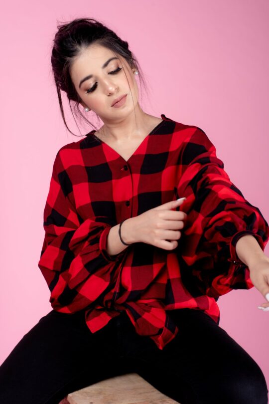 Red Checked Baggy Shirt