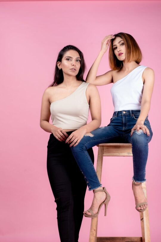Beige One shoulder Top
